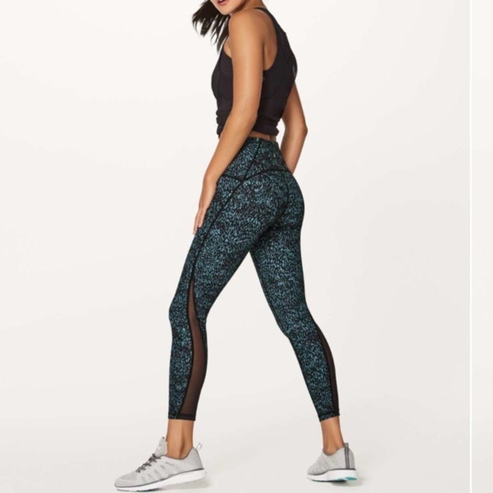 lululemon athletica Teal Speckle High-Rise Mesh Inset Leggings
